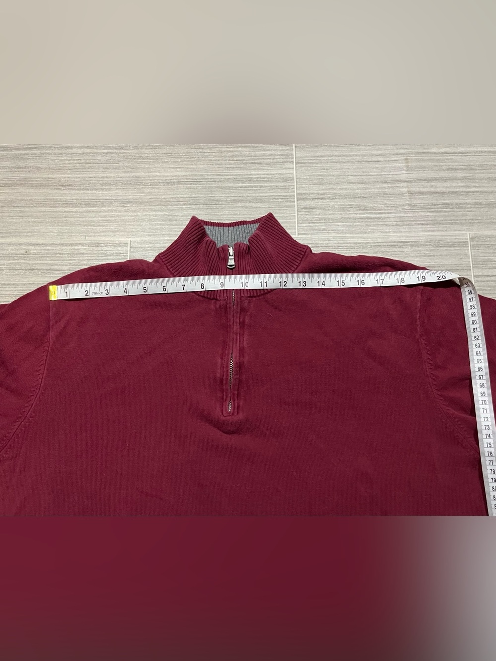 Burgundy Men's Half-Zip Sweater - 100% Cotton - XXL - Picture 4 of 12